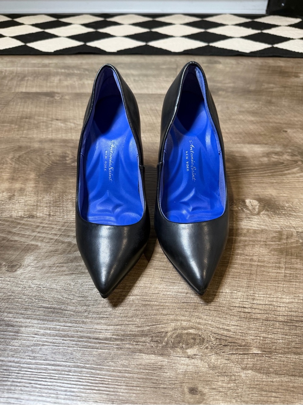 Antonia Saint NY Black Leather Pointed Toe Stiletto Heels Women's 7